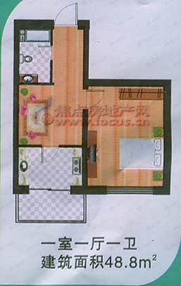 1室1厅建面48平户型图