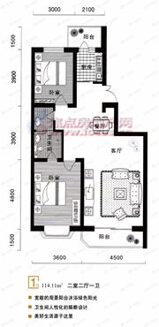 2室2厅建面114平户型图
