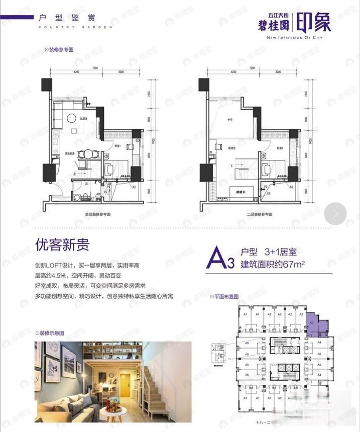  碧桂园印象 （住宅）3室2厅2卫户型图