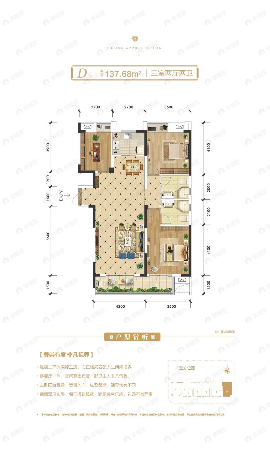 中建福地星城3室2厅2卫户型图