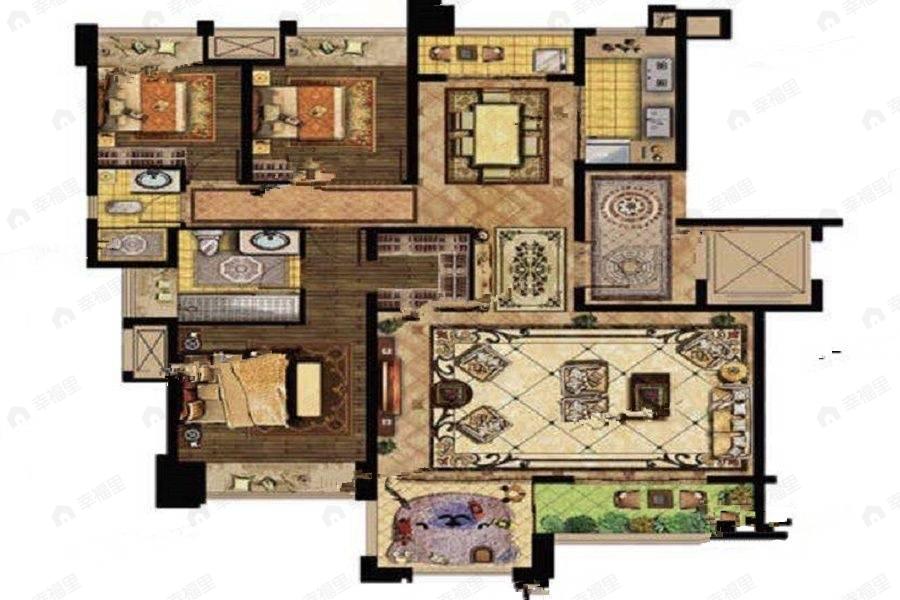 3室2厅1卫建面137平户型图