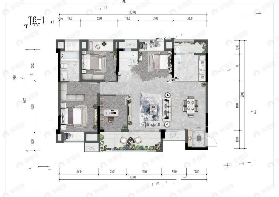 4室2厅2卫建面129平南户型图