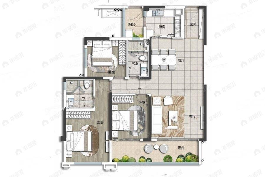 阳光城半山悦3室2厅2卫户型图