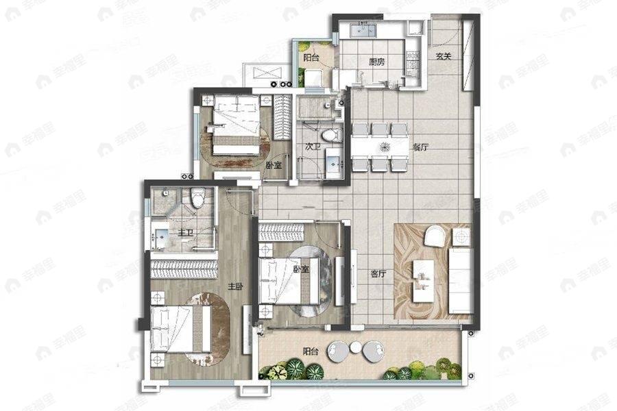 阳光城半山悦3室2厅2卫户型图