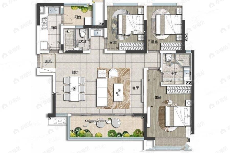 阳光城半山悦3室2厅2卫户型图