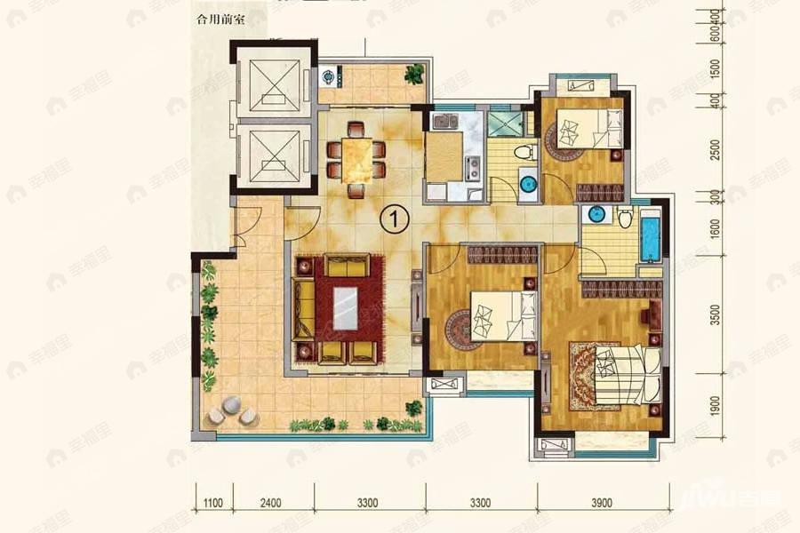 3室2厅1卫建面126平户型图