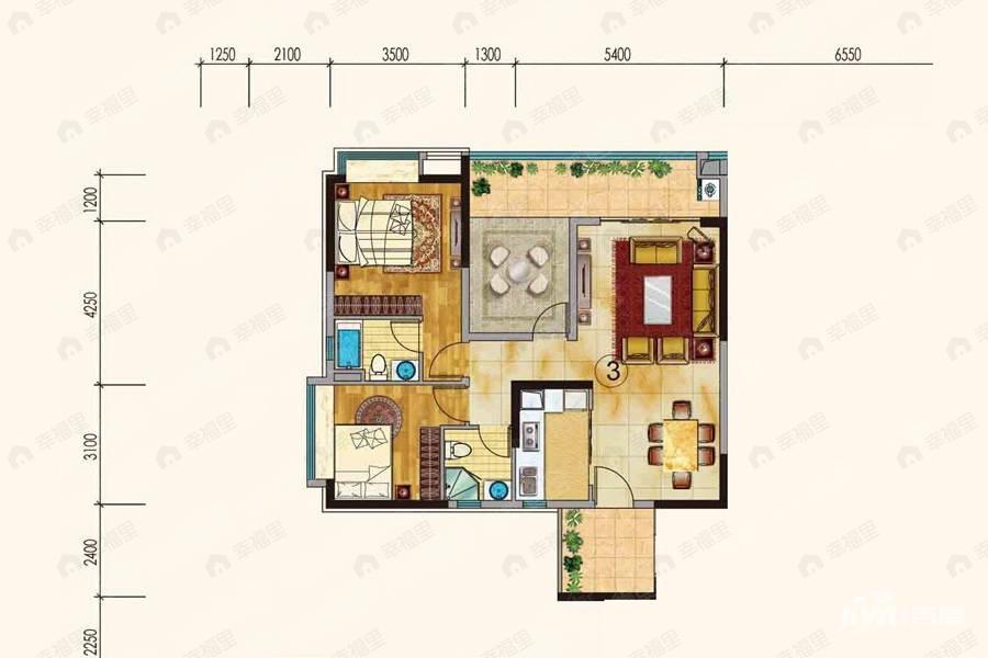 3室2厅2卫建面101平户型图