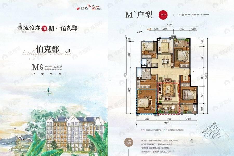 4室2厅2卫建面126平户型图