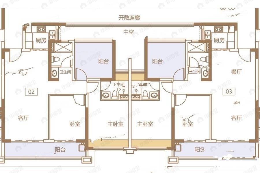 3室2厅2卫建面106平户型图