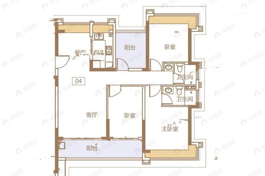 4室2厅2卫建面126平户型图