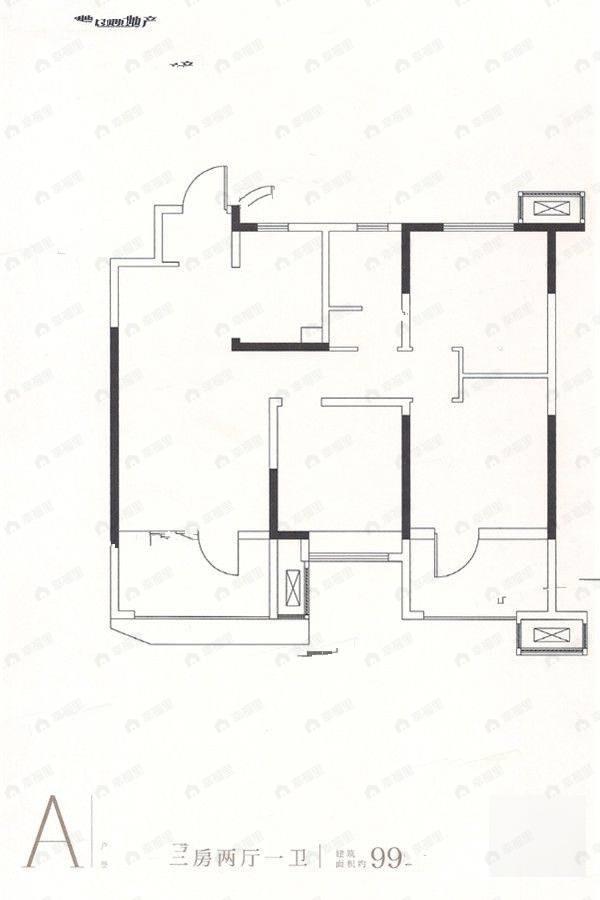 龙湖春江郦城3室2厅1卫户型图