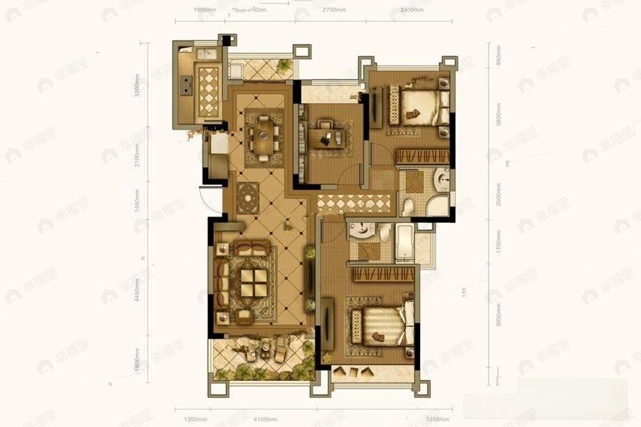 新希望锦悦楠庭3室2厅2卫户型图