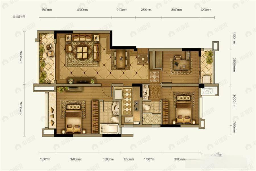 新希望锦悦楠庭3室2厅2卫户型图