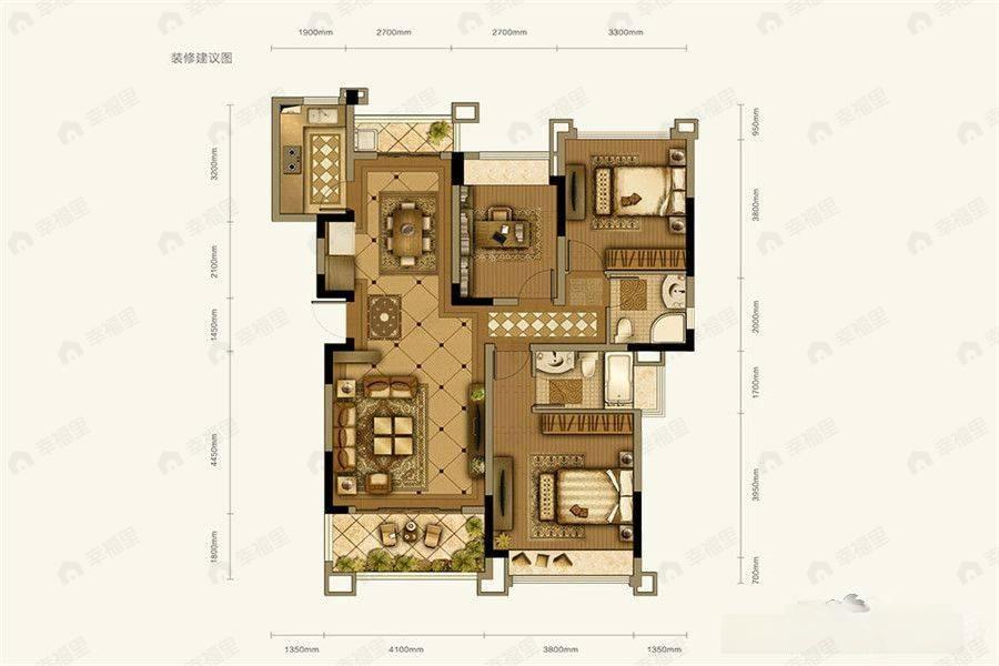 新希望锦悦楠庭3室2厅2卫户型图