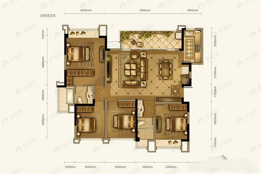 新希望锦悦楠庭4室2厅2卫户型图