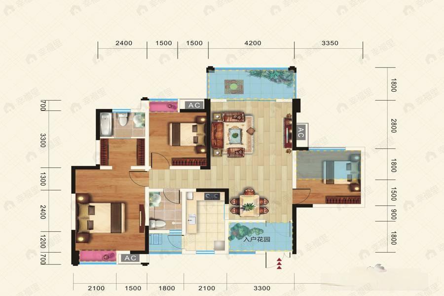 龙都国际3室2厅2卫户型图