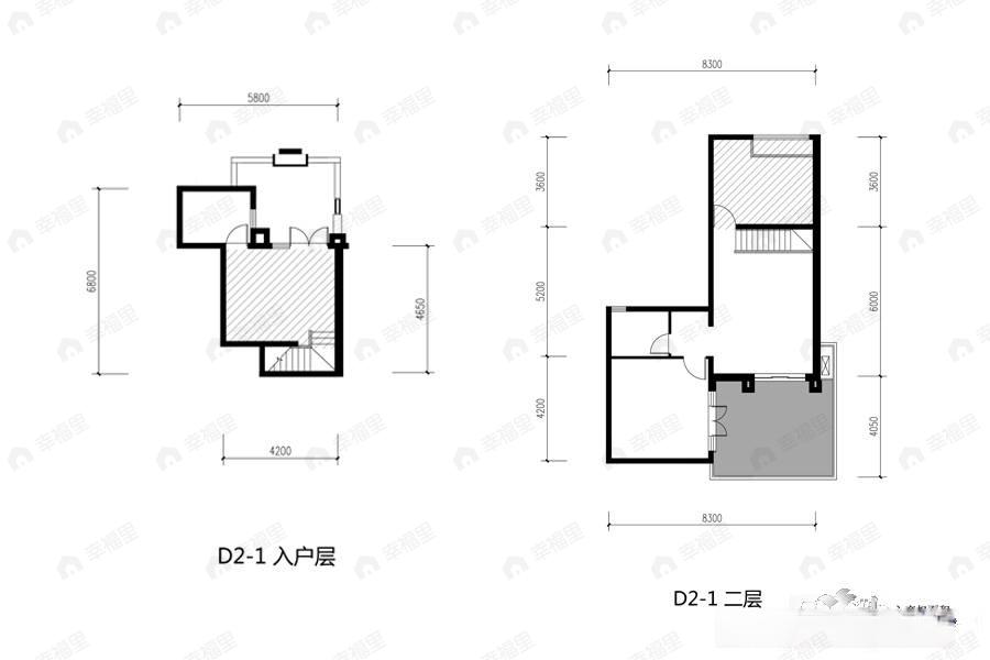 龙湖小院青城2室2厅1卫户型图