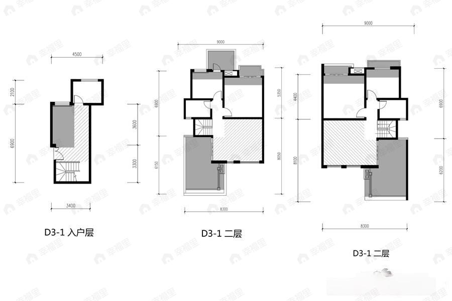 2室2厅1卫建面68平户型图