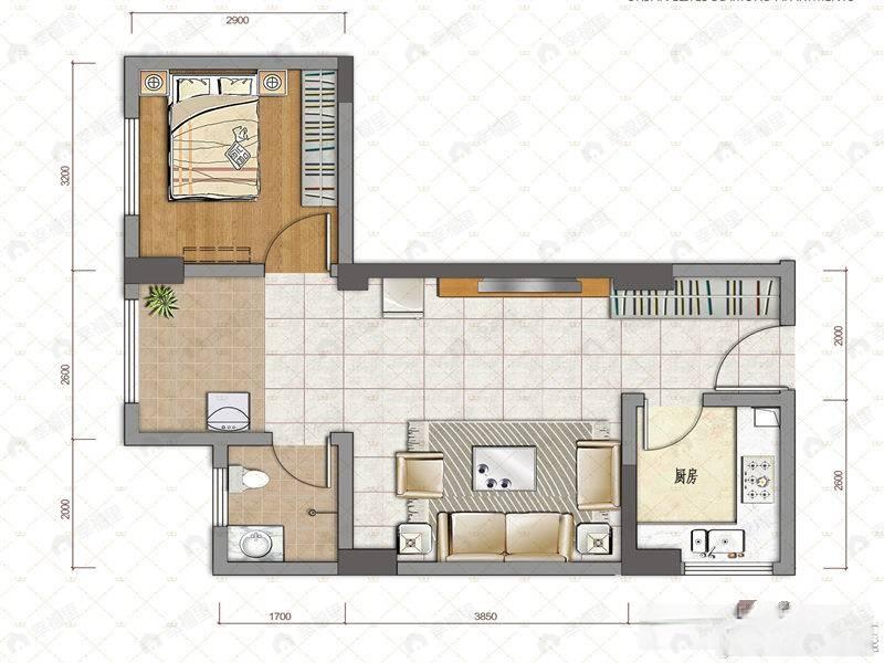 正昌幸福岭1室1厅1卫户型图