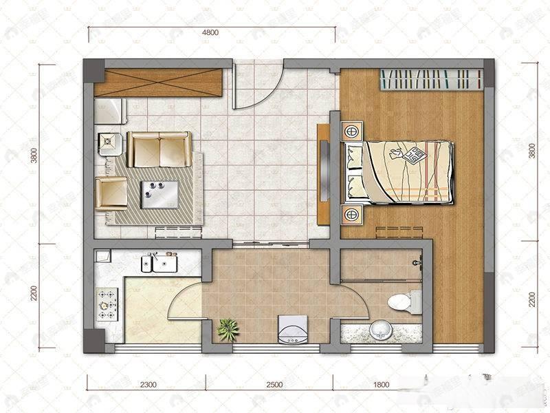 正昌幸福岭1室1厅1卫户型图