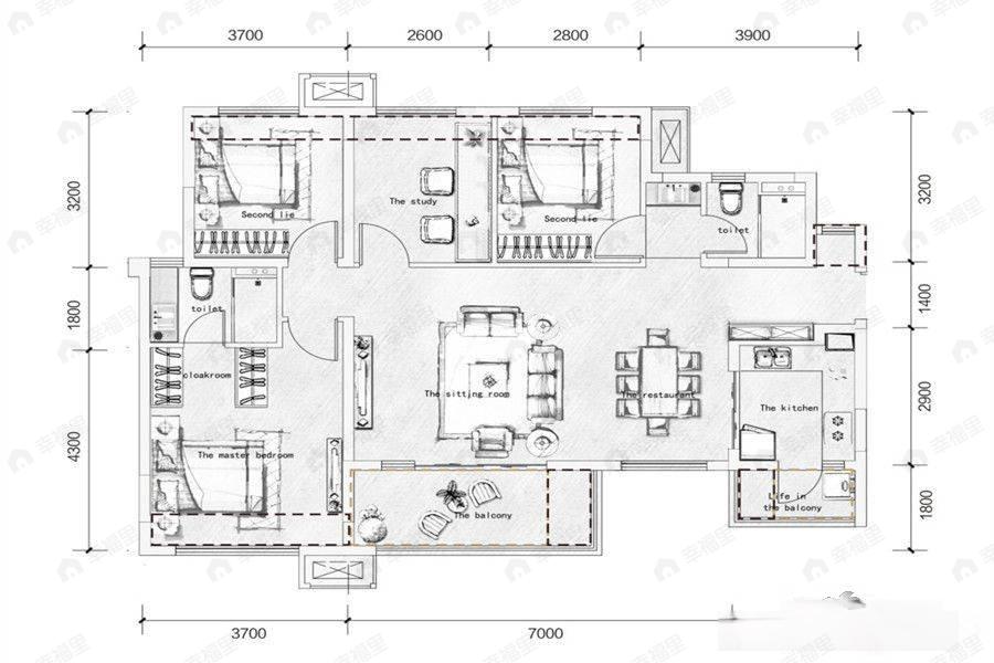 万科城臻园4室2厅2卫户型图