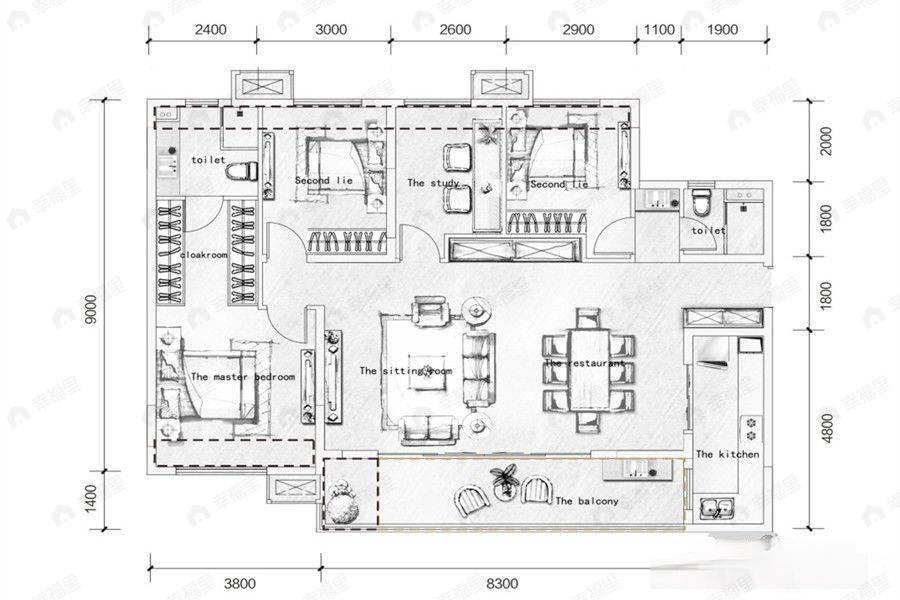 万科城臻园4室2厅2卫户型图