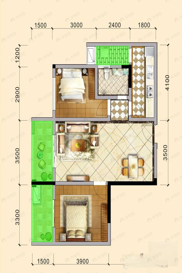 凯世捷财富广场2室2厅1卫户型图