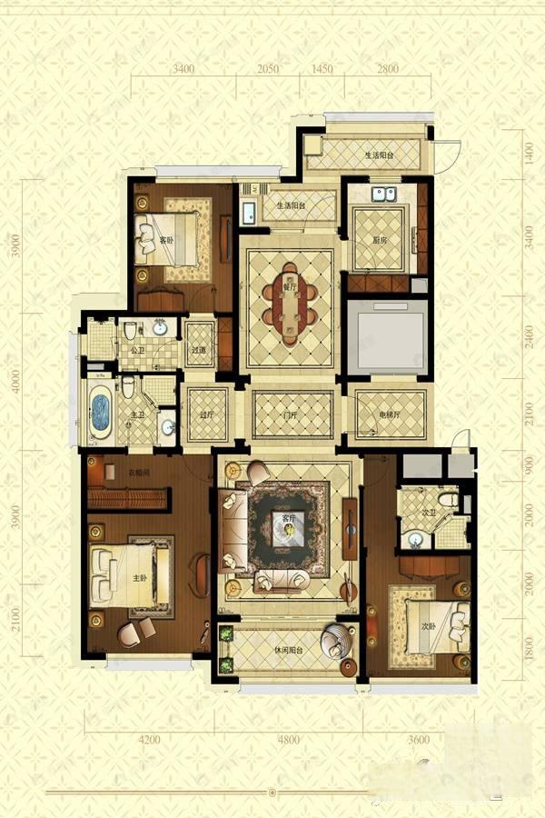 润富国际花园3室2厅3卫户型图