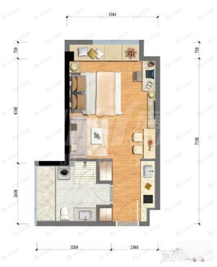 润富国际花园1室1厅1卫户型图