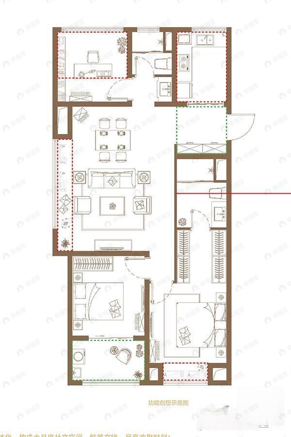 3室2厅2卫建面98平户型图