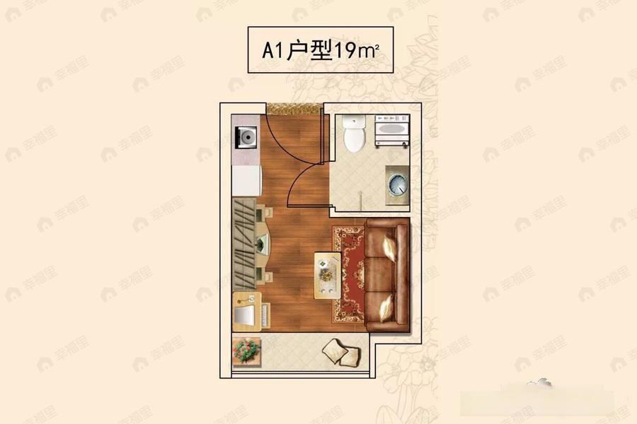 1室1厅1卫建面19平户型图