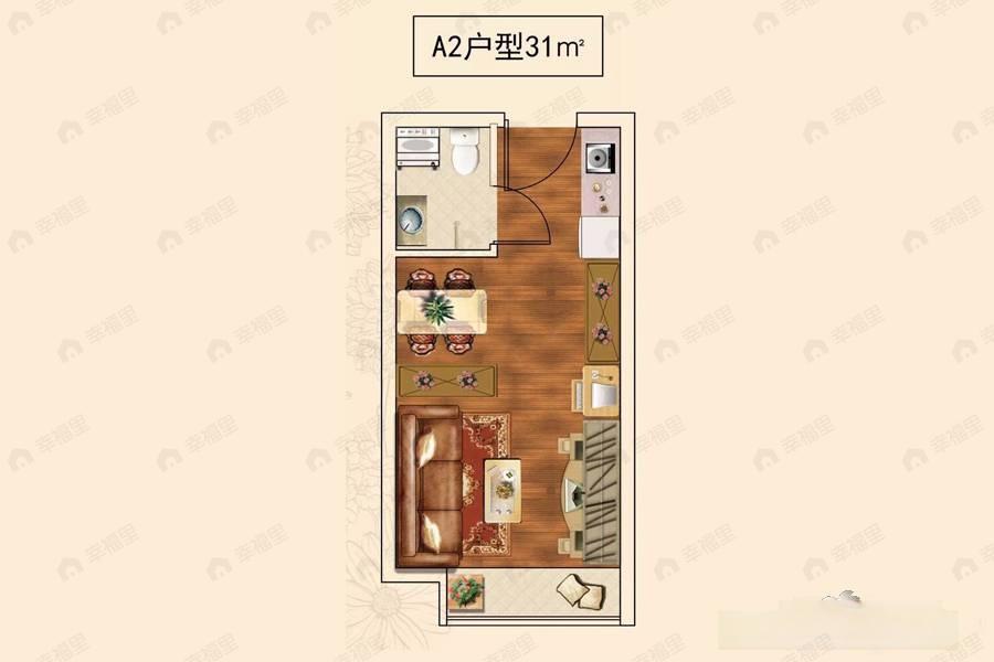 1室1厅1卫建面31平户型图