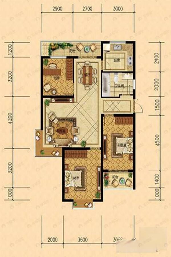 瑞城名邸3室2厅2卫户型图
