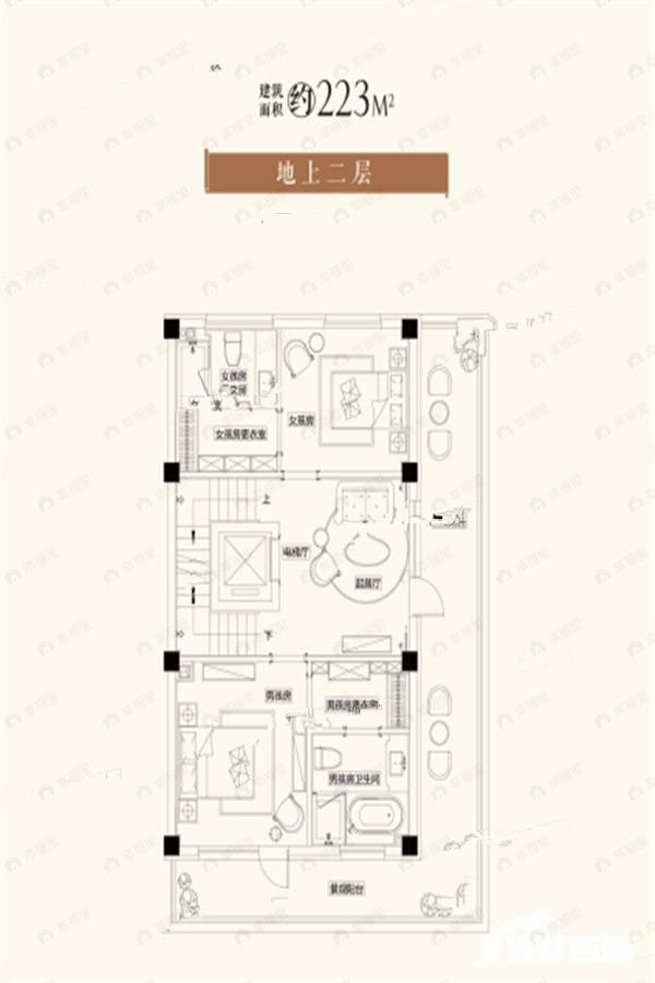 3室2厅2卫建面223平南户型图