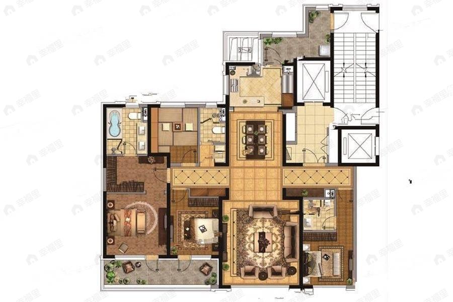 4室2厅3卫建面180平南户型图