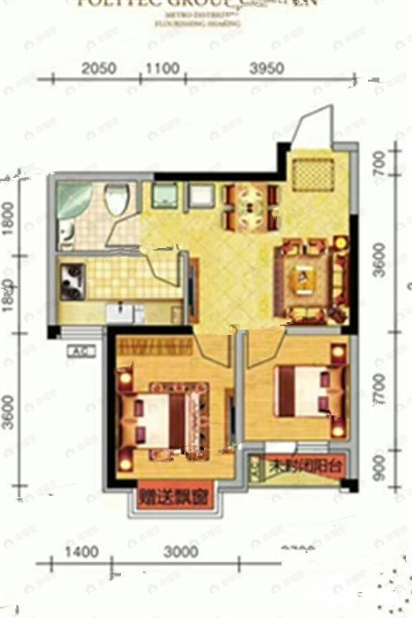 保利达·翠堤湾2室2厅1卫户型图
