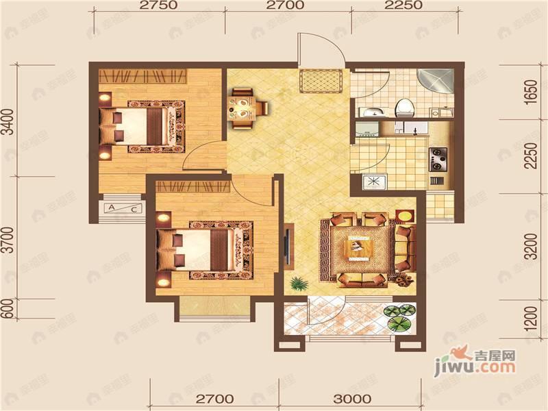 保利达·翠堤湾2室1厅1卫户型图