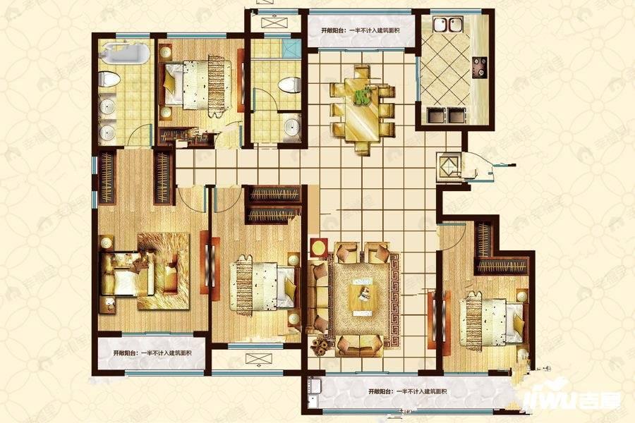 4室2厅建面182平户型图
