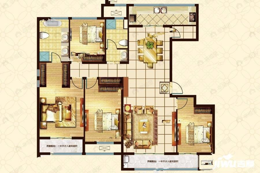 全福元锦绣东城4室2厅2卫户型图
