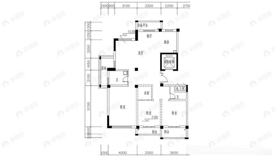 3室2厅2卫建面153平户型图