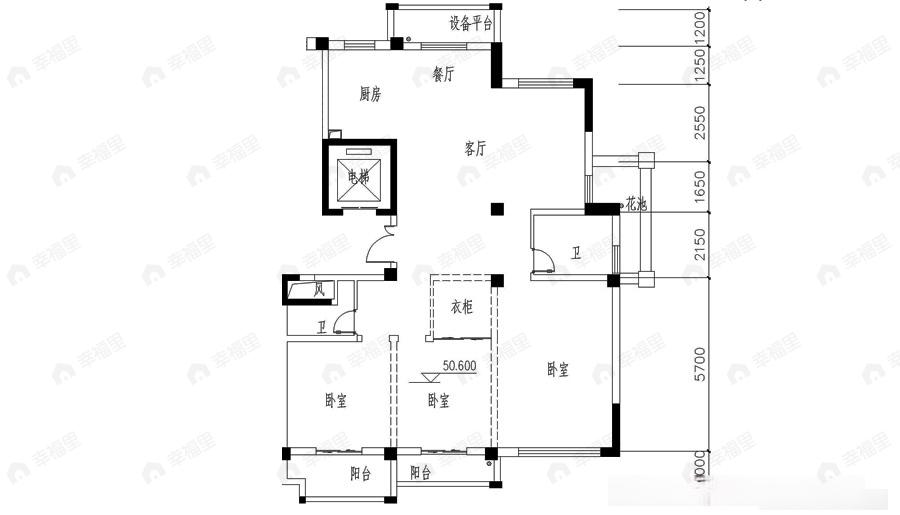 3室2厅2卫建面151平户型图