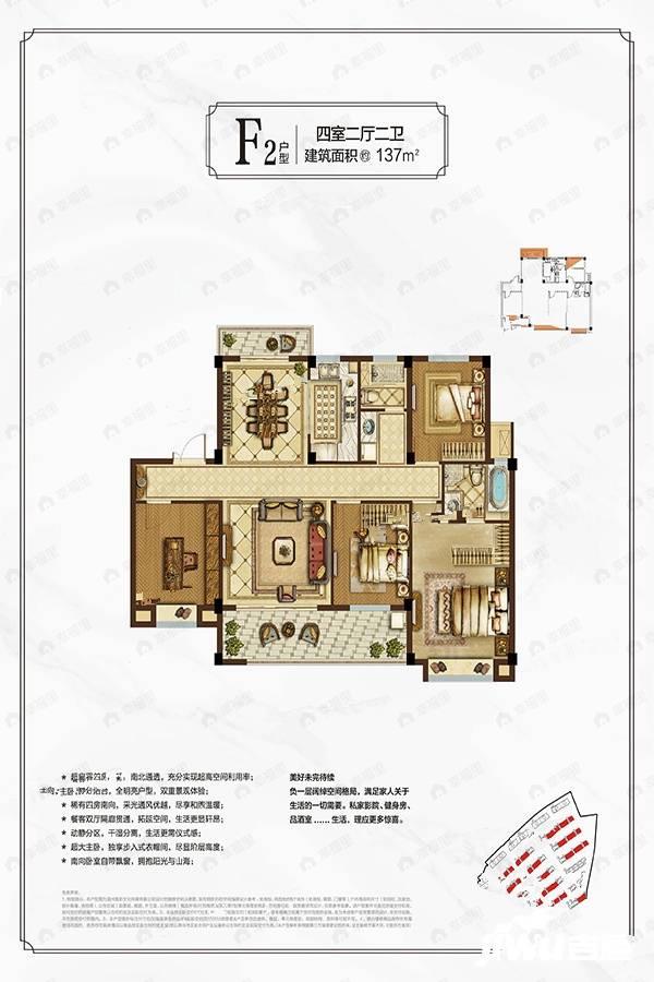 4室2厅2卫建面137平户型图