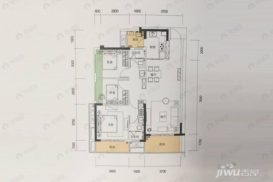 泰丰千花岛3室1厅2卫户型图