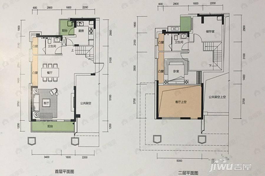 泰丰千花岛2室2厅2卫户型图