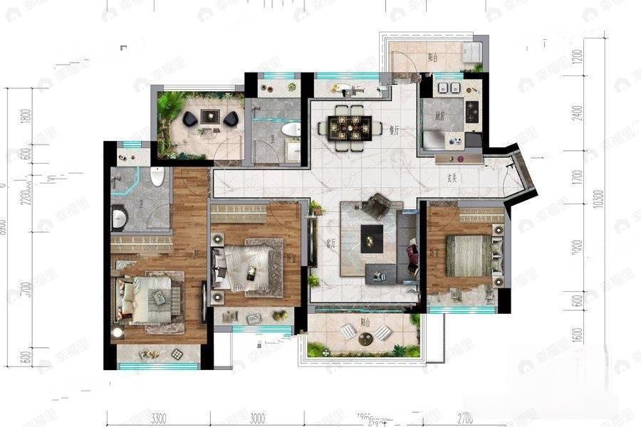 惠州星河荣域4室2厅2卫户型图