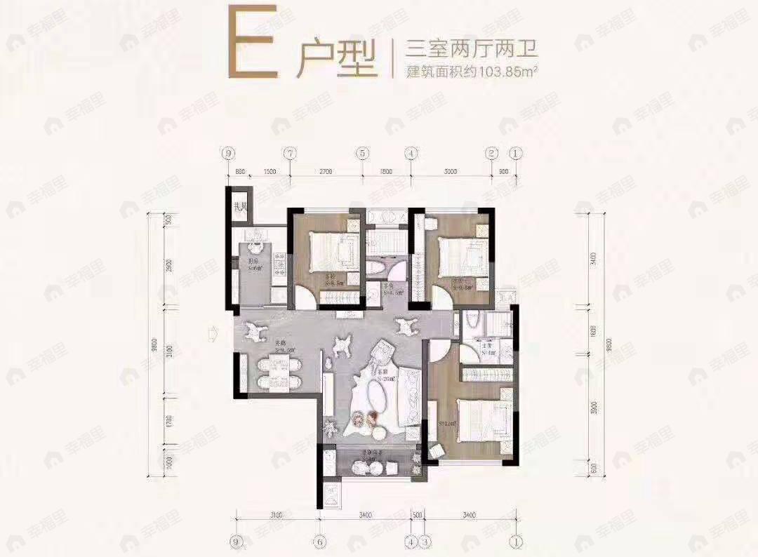 华景润府3室2厅2卫户型图