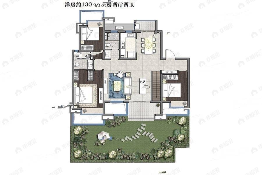 3室2厅2卫建面130平户型图