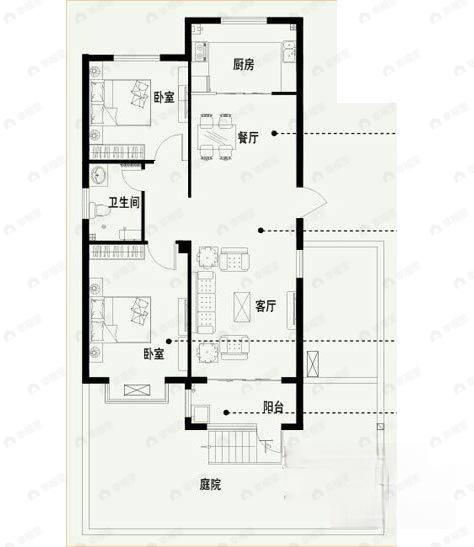 2室2厅1卫建面88平户型图