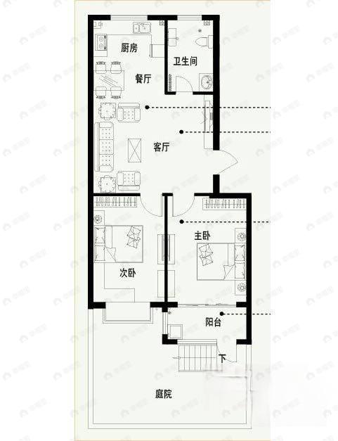 2室2厅1卫建面69平户型图