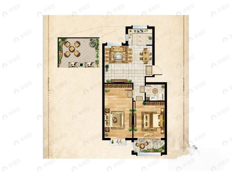 2室2厅1卫建面76平户型图